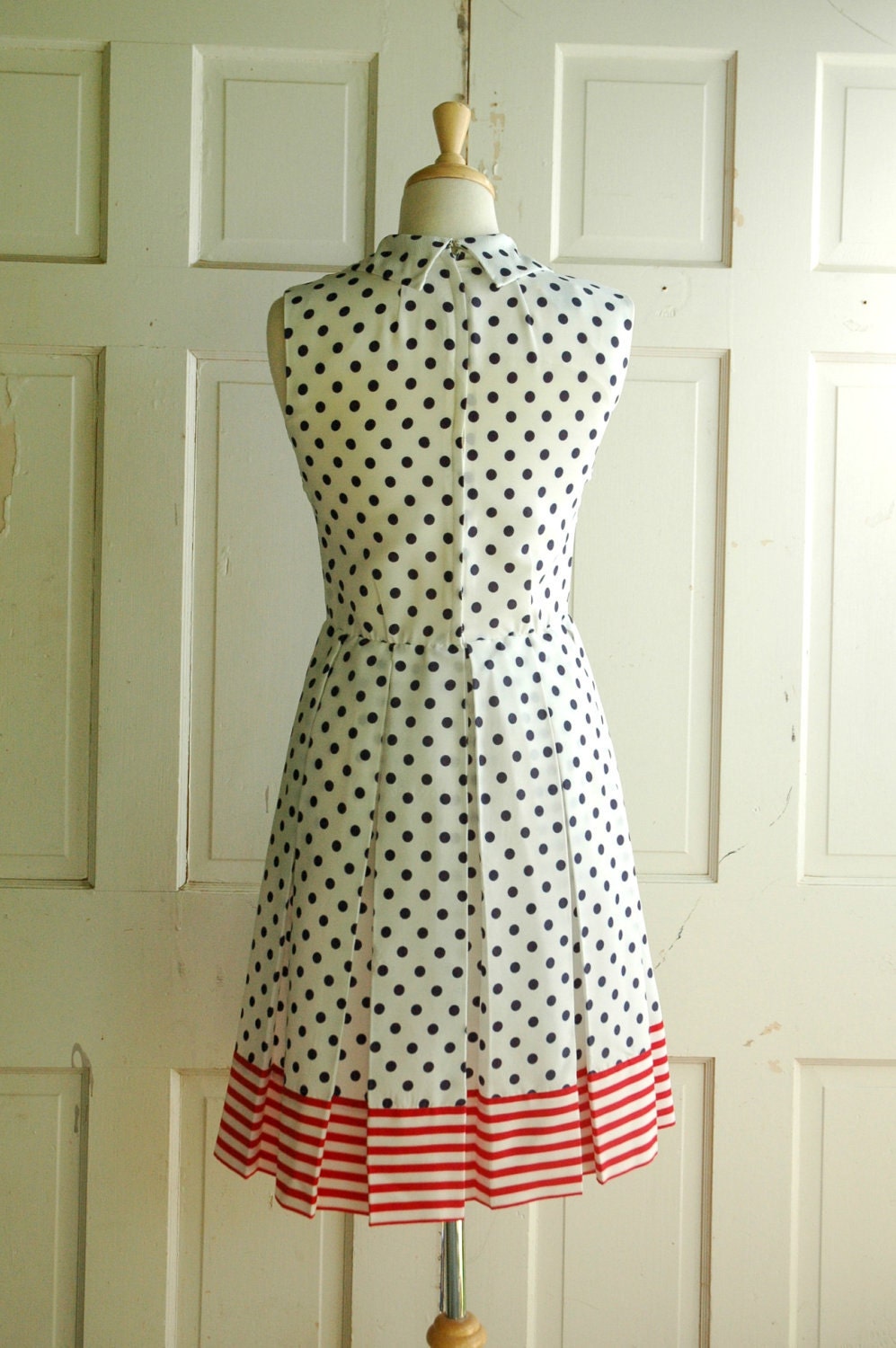 60s Polka Dot Dress / Vintage Red White Blue by DalenaVintage