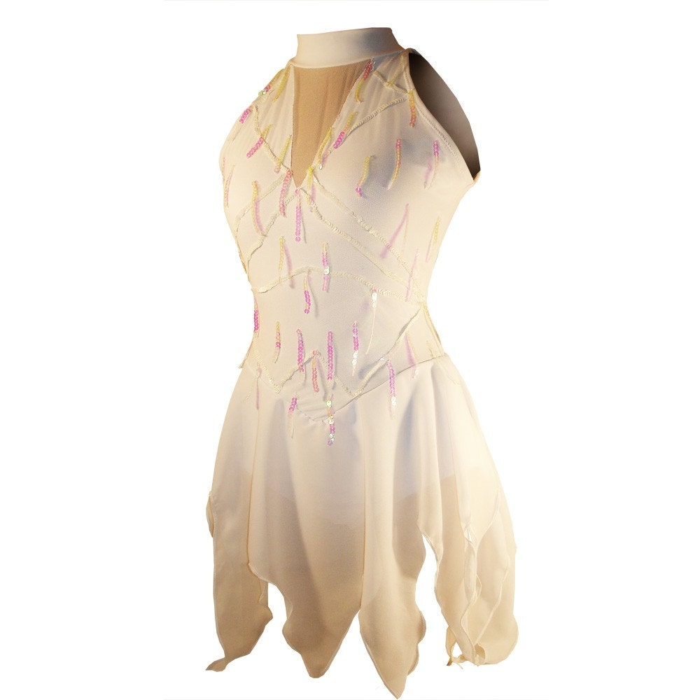 Snowy white figure skating dress