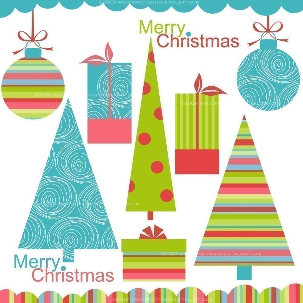 CLIP ART Modern Christmas Elements by TracyAnnDigitalArt on Etsy