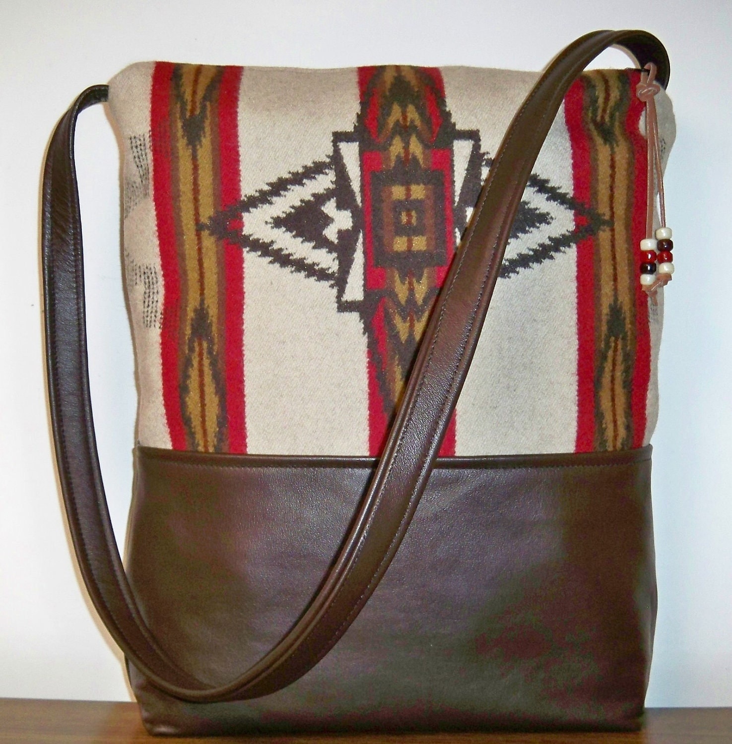Large and Tall Leather Pendleton Wool Purse Shoulder Bag