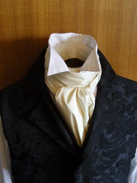 Items similar to Regency Victorian Ascot Cravat Tie - Cream DUPIONI ...