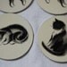 Vintage Set of 4 Tin Metal and Cork Cat Coasters