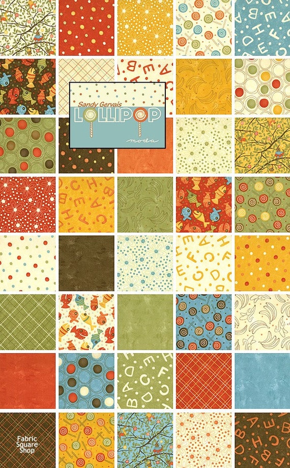 Moda LOLLIPOP Charm Pack Fabric Squares Kit by materialgirlchic