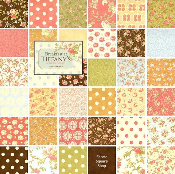 Moda BREAKFAST AT TIFFANYS Charm Pack Fabric by materialgirlchic