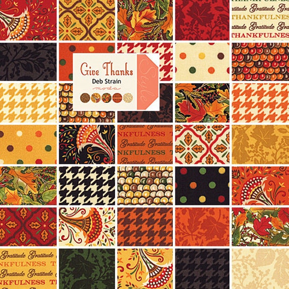 Deb Strain GIVE THANKS 5 Charm Pack Fabric by materialgirlchic