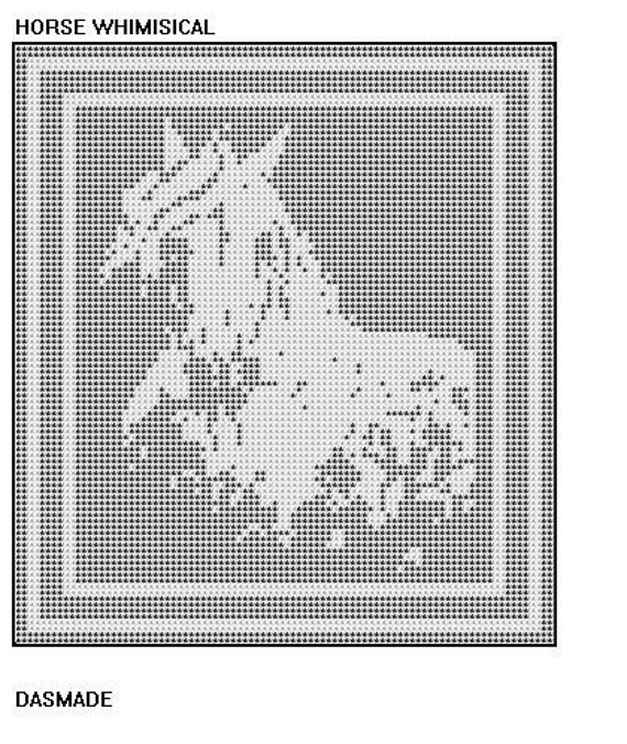 filet horse crochet pattern afghan wallhanging Horse crochet mat pattern whimsical 142 afghan doily filet