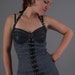 MASQ studded leather and fabric grey corset top with lacing on front. Size S M
