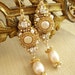 Gold Pearl Drop Earrings- Bridal. Gold Lace. Champagne Pearls. Vintage Rhinestones. Gold Filled/Vermeil. Fall/Winter 2011- SABINA