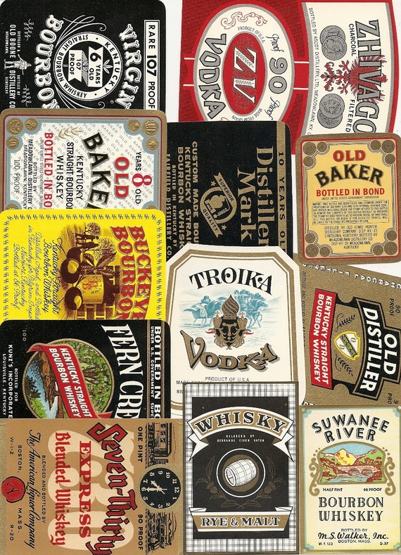 36 1940's Plus WHISKEY/Gin/VODKA/LIQUOR Labels by inkpainter