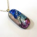 Dichroic Fused Glass Pendant Necklace, silver, pink, purple, blue and teal - The Secret Garden - 3492