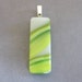 Fused Glass Pendant, Green and Yellow Pendant Slide, Large Silver Bail - Meltaway - 3846