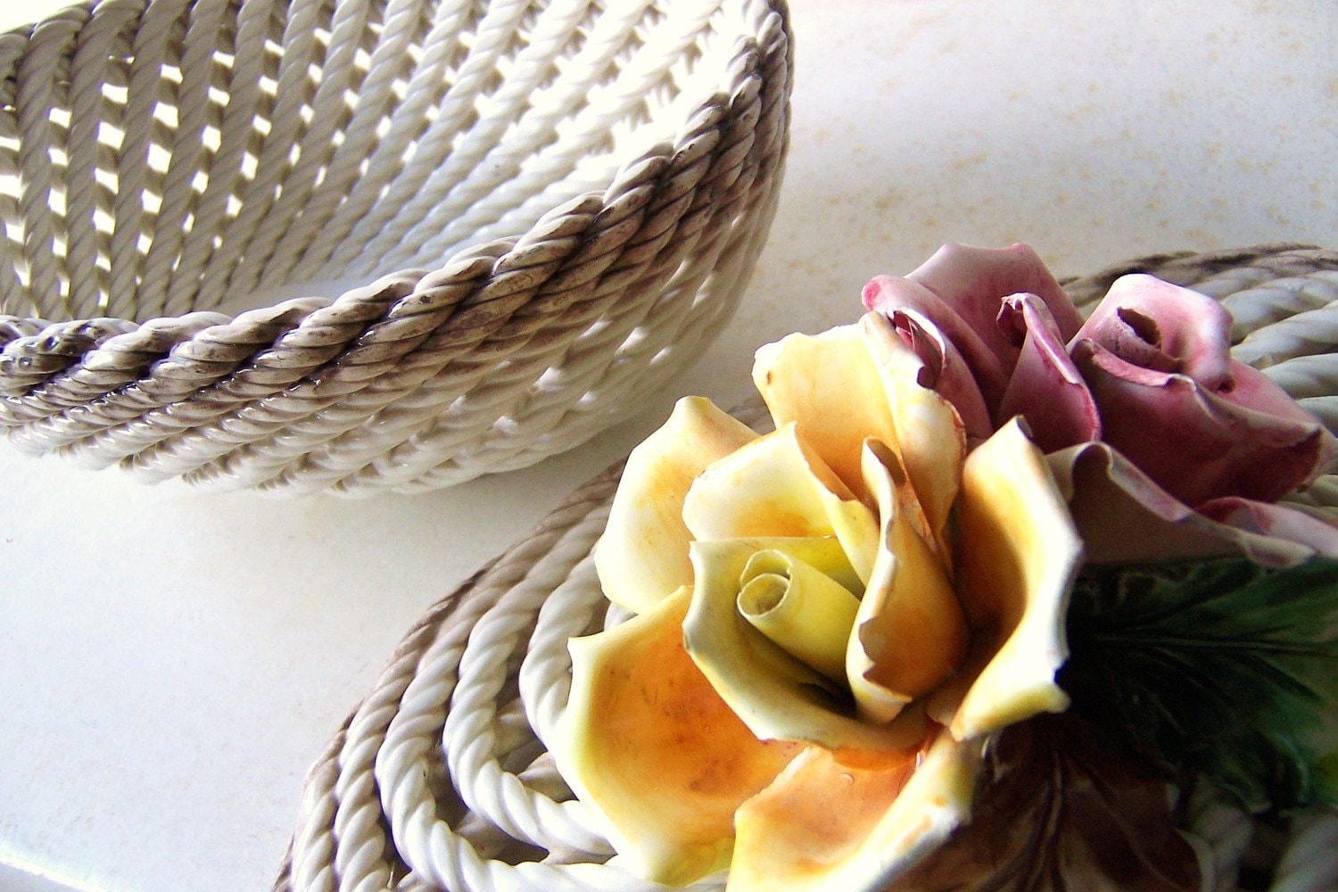 Italian Ceramic Basket Weave Dish