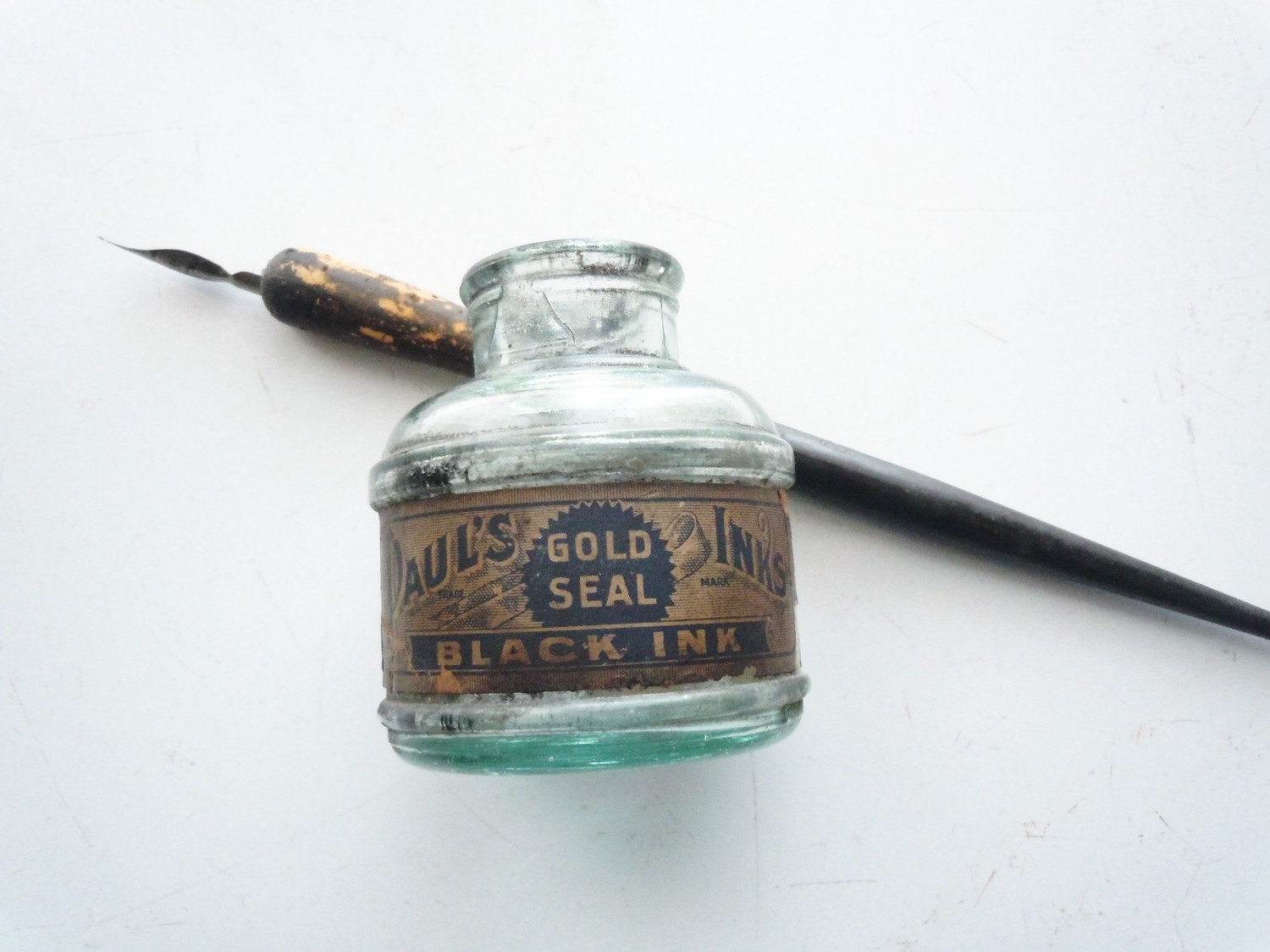 Vintage Ink Bottle and Dip Pen