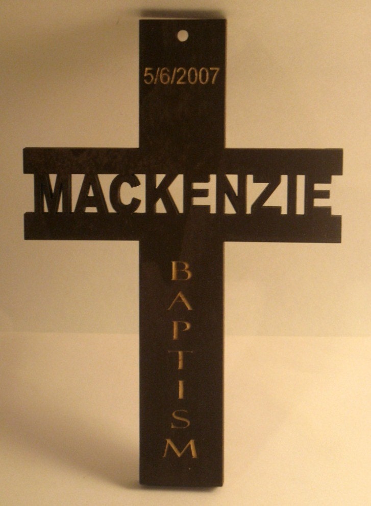 Personalized wooden cross sign for christening communion