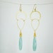 Vermeil Gold Hoop Earrings with Sky Blue Facet Cut Chalcedony Long Drops