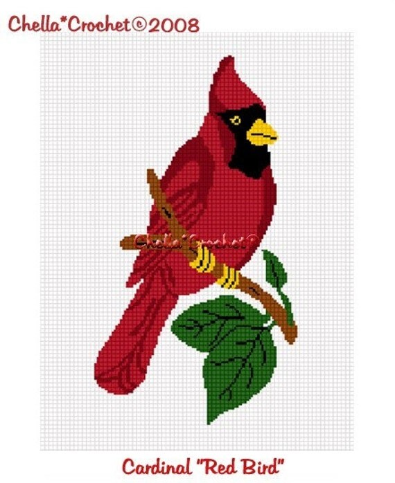 INSTANT DOWNLOAD Chella Crochet Cardinal Red Bird Afghan