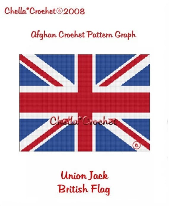 INSTANT DOWNLOAD Chella Crochet British Union Jack Flag Afghan