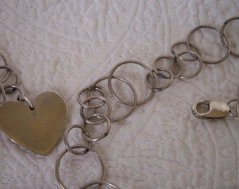 Sterling Silver Belt or Necklace with a Heart Pendant