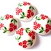 RESERVED to Maymana-14 Vintage cabochon porcelain glass red flowers green leaves 14mm, 5mm height, japan