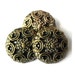 6 Vintage buttons, etched flowers bronze color plastic 22mm