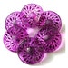 6 Vintage buttons flower shape hand painted in violet CRYSTAL czech 18mm, for button jewelry