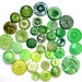 36 Buttons, antique and vintage plastic green buttons, assorted shapes and shades, can be use as beads for button jewelry