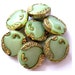 RESERVED to Eilidh Strang-3 lots of 6 Vintage buttons, green with gold color ornament 18mm