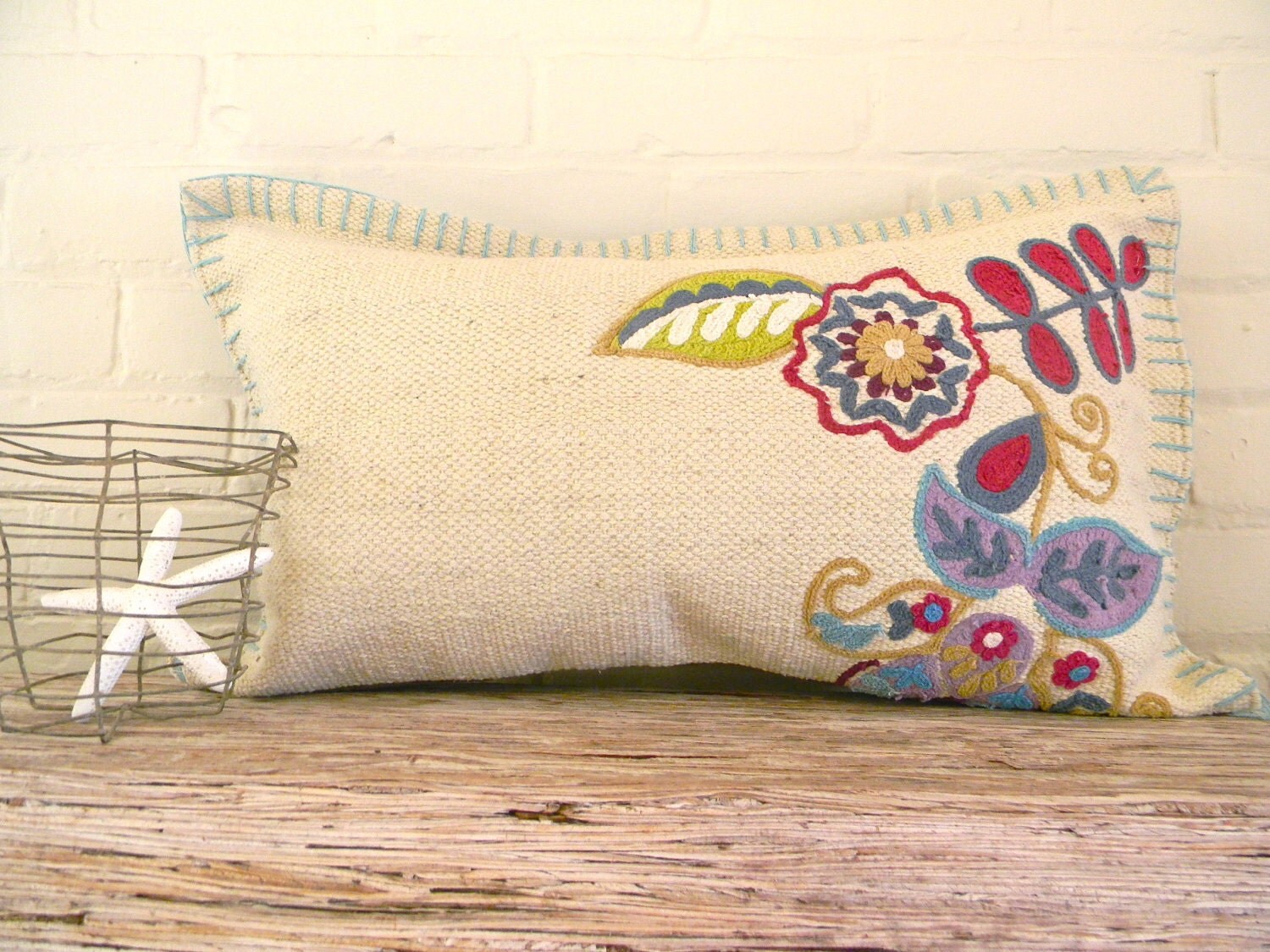 long floral and leaves modern pillow cover