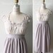 RESERVED for ELIZA CUSTOM V-Neck enchantment bridesmaid dress, all-over cotton slate gray with pewter lace bodice 9/8
