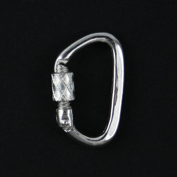 Functional Miniature Locking Carabiner Clasp Sterling Silver