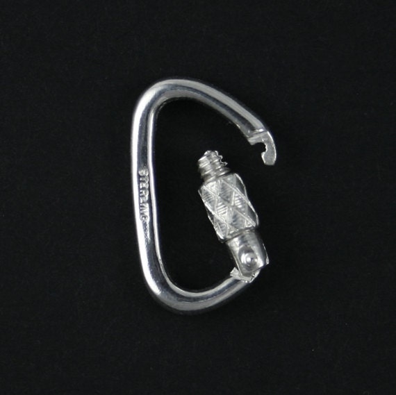 Functional Miniature Locking Carabiner Clasp Sterling Silver