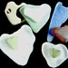 Sea glass hearts. Valentine's Day hearts. white. citron. rare cornflower bue. heart beach stone