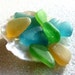 Sea glass supplies for jewery crafts and home decor -Monterey Breeze- rare aqua teal yellow. lime beach glass