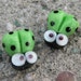 Green Handmade Lampwork Glass Ladybug Beads SRA PCJ L - Made in USA