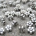 25 Chunky 6mm 5-Petal Flower Beads - Antique Silver - TS966B