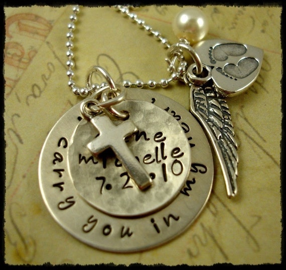 Hand Stamped Necklace Custom Memorial by rosecreekcottage on Etsy