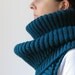 Long Scarf Knitted in Teal Blue