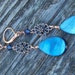 Handmade Dangle Earrings - NEW Deep Blue River Shell and Sapphire Swarovski Crystal Dangle Earrings