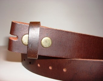 Belt for Belt Buckle, Distressed Vintage Italian Leather Snap Belt - BROWN