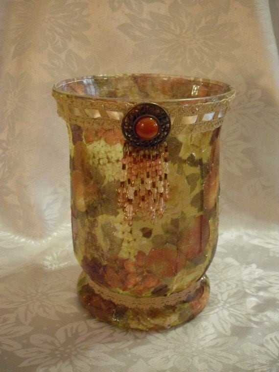 Items similar to Decorative Large Hurricane Glass Candle ...