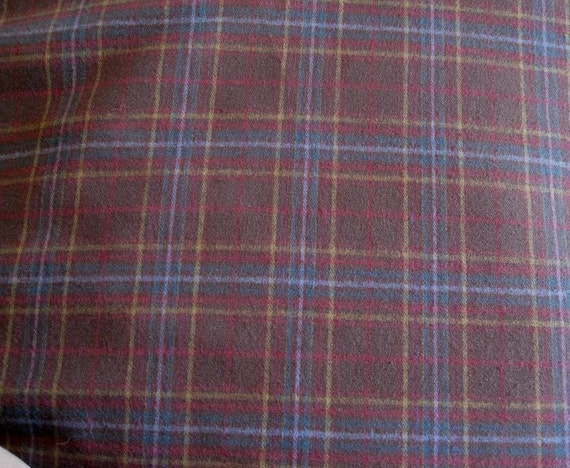 Plaid Cotton Flannel Fabric 60 inches wide Brown red