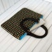iPad Case Tote with Wood Handles in Brown and Blue Cotton