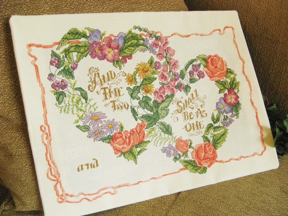 Wedding cross stitch sampler Personalized framed