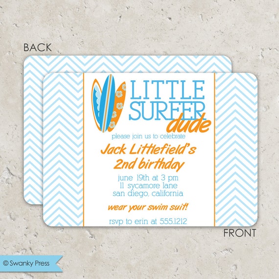 surf board birthday invitation chevron "little surfer dude" Il_570xn