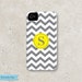 iPhone 5 - personalized custom iPhone cell phone case - "grey and yellow chevron dot"