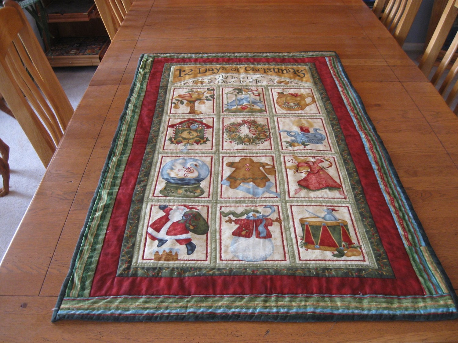 12 Days of Chrismas Nancy Halvorsen Quilted Wall Hanging