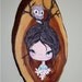 Tree Girl Owl Original Painting Oval Wood 3 x 5
