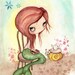 Reading Mermaid---Time For Tea Original Watercolor Painting 11 x 14