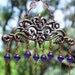 Windchime / Wind Chime with Recycled Aluminum and Copper Wrapped Cobalt Blue Glass Marble Prisms