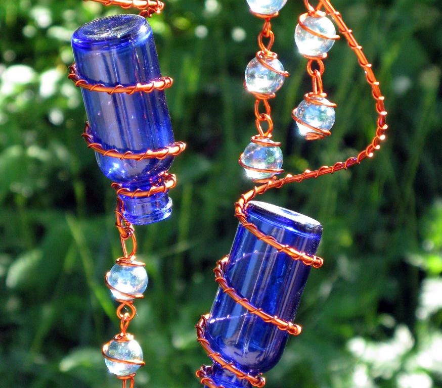 Glass Garden Art Suncatcher Set of 2 Little Blue Spirit